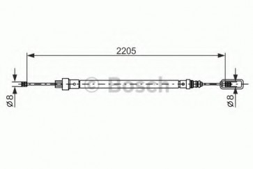 BRAKE CABLE FIAT SCUDO / ULYSSE 95> RIGHT 2205/2080MM