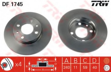 BRAKE DISC FIAT 500 07> REAR L/R