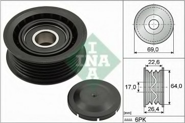 Deflection/Guide Pulley, v-ribbed belt