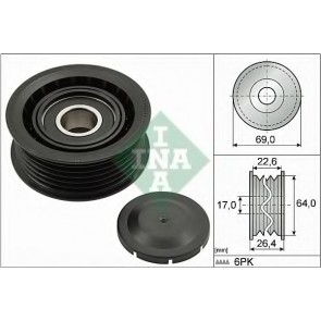 Deflection/Guide Pulley, v-ribbed belt